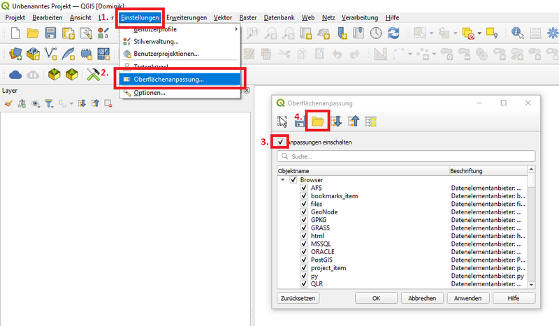 Datei:QGIS Oberflächenkonfiguration laden.png
